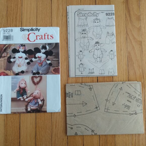 Vintage Cow Pig Dolls Clothes Sewing Pattern Country Farmhouse Decor - Picture 8 of 10